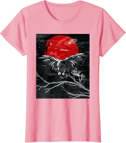 Vista 9 de Red Moon Raven - Camiseta japonesa de cuervo negro, Negro, S