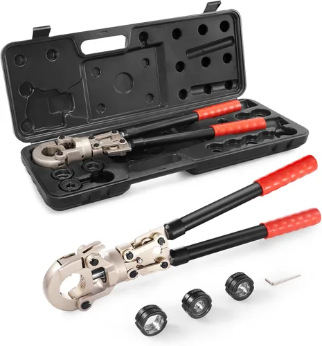 Vista 11 de VEVOR Herramienta de Crimpado PEX, Herramienta de Crimpado PEX Combo de Doble Cabezal para Anillos de Crimpado de Cobre PEX de 1/2" y 3/4