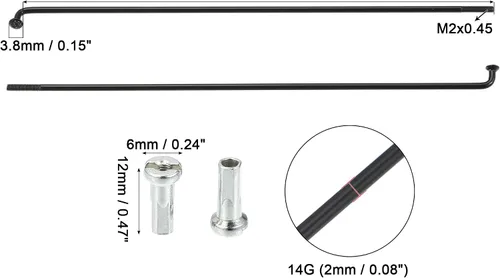 Vista 3 de X AUTOHAUX 40 piezas 14G J Bend 0.079 in bicicleta radios con pezones acero negro