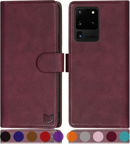 Vista 11 de SUANPOT Funda de cuero tipo cartera para Samsung Galaxy S20 Ultra de 6.9 pulgadas (NON S20/S20+), con tarjetero RFID con tarjetero de crédito RFID