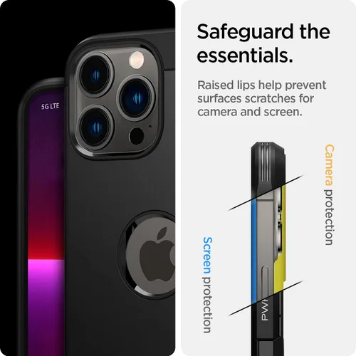 Vista 6 de Spigen Tough Armor [tecnología de protección extrema] diseñada para iPhone 13 Pro Max Case (2021) - Negro