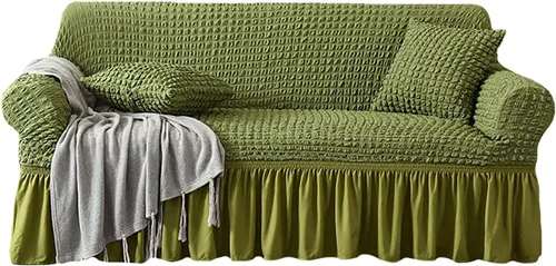 Vista 15 de Funda para sofá de 1 pieza para sofá de 1, 2, 3, 4, con falda, duradera, lavable, de alta elasticidad, fácil ajuste, protector universal de muebles