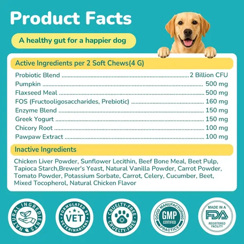 Vista 9 de Woyamay Probióticos para perros, probióticos masticables para perros, apoyo intestinal y digestivo