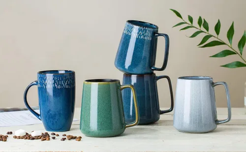 Vista 6 de Tazas de cerámica grande de 21 oz, Tazas extra grandes para té y café, diseño de asa grande, taza de café grande para oficina y hogar, apta