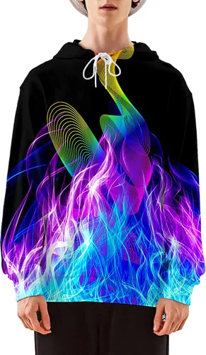 Vista 6 de Asylvain Sudadera con capucha unisex con estampado 3D para hombre y mujer, con bolsillo