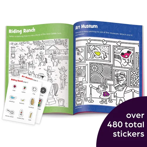 Vista 2 de Highlights Hidden Pictures Sticker Fun for Kids Ages 3-6, 4-Pack, 64 Pages of Seek and Find Sticker Activities, Books Double as Coloring Books, 480+