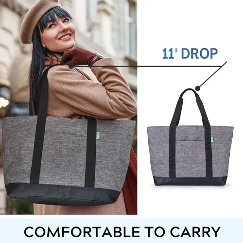 Vista 5 de Creative Green Life Bolso de mano XL para mujeres u hombres con cremallera superior, bolsa de mano de alta calidad para el trabajo, gimnasio