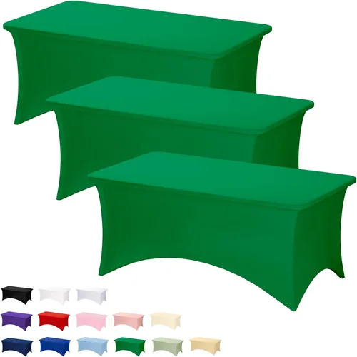 Vista 17 de Fixwal Paquete de 6 Manteles de Mesa Rectangulares, Cubierta de Mesa de 6 Pies, Mantel Blanco Rectangular Ajustado Elástico Rectangular, Cubierta