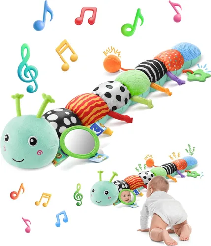 Vista 10 de AWOTOY Juguetes para bebés de 6 a 12 meses, oruga musical, animales de peluche, juguetes para bebés de 0 a 3 a 6 meses, juguetes sensoriales