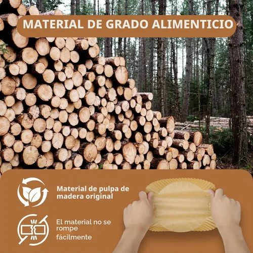 Vista 4 de 100 piezas de forro de papel desechable para freidora de aire, forros de papel de pergamino antiadherentes redondos para freidora de aire, papel