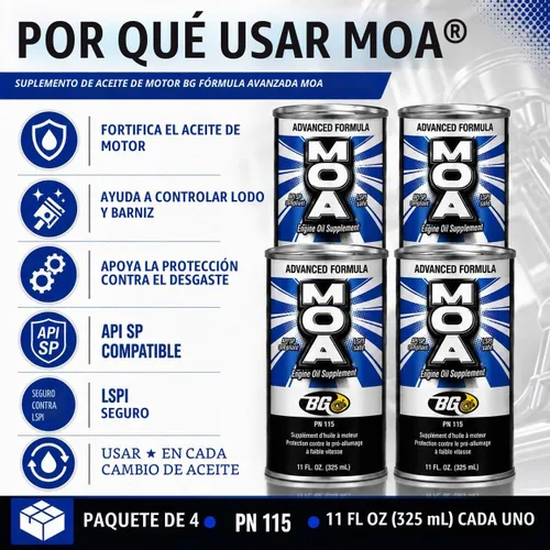 Vista 8 de BG Advanced Formula MOA PN 115 - Aditivo de aceite de motor, suplemento de aceite de motor, latas de 11 onzas líquidas, paquete de 4