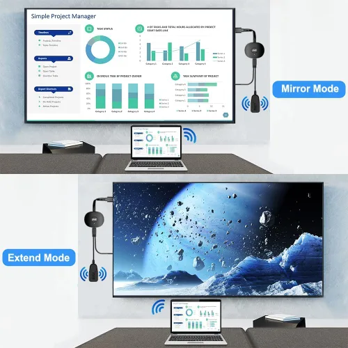 Vista 8 de Adaptador inalámbrico HDMI Display Dongle 4K, Receptor de espejo de pantalla Casting Video y audio de Android, i-OS, Pad, computadora portátil