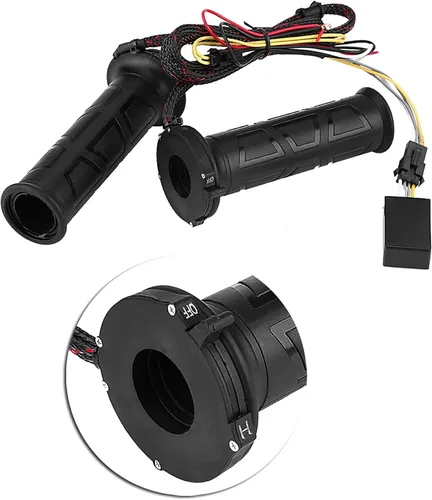 Vista 5 de Qiilu Empuñaduras eléctricas con calefacción para motocicleta, ajustable 0.866 in, negro, 12W-24W