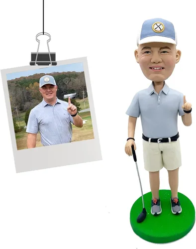 Vista 2 de Figuritas personalizadas de bobblehead de golfista para regalo para hombre, regalos personalizados del día de San Valentín a partir de fotos Golfer