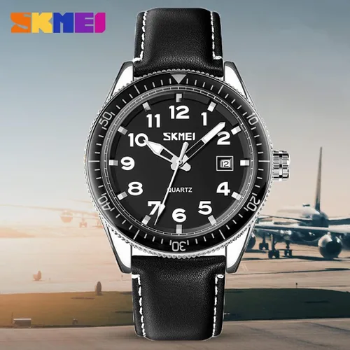 Vista 7 de SKMEI Relojes para hombre correa de cuero fácil de leer gran cara casual a la moda impermeable analógico vestido de cuarzo luminoso lujoso regalo