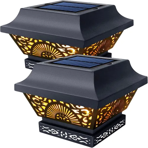 Vista 9 de DenicMic Luces solares para postes de metal impermeables para exteriores Negro