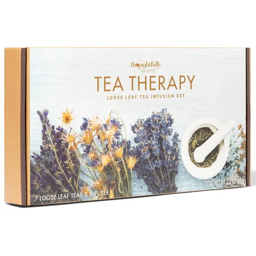 Vista 5 de Thoughtfully Gourmet, juego de regalo de infusión de terapia de té, 7 sabores únicos e infusor de bolas de cobre reutilizable, juego de té de hojas