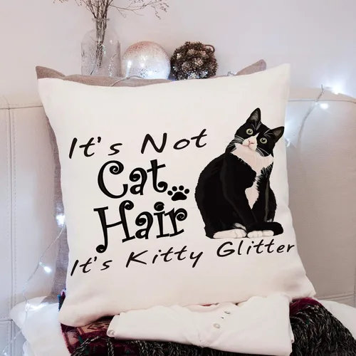 Vista 2 de Funda de almohada de gato, regalo divertido para los amantes de los gatos, mamá, regalos locos para mujeres, decoración de gato, no es pelo de gato