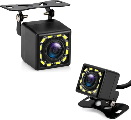 Vista 8 de Pyle - Cámara de respaldo de visión trasera para automóvil, cámara inversa compacta con líneas de escala de distancia, visión nocturna, lente