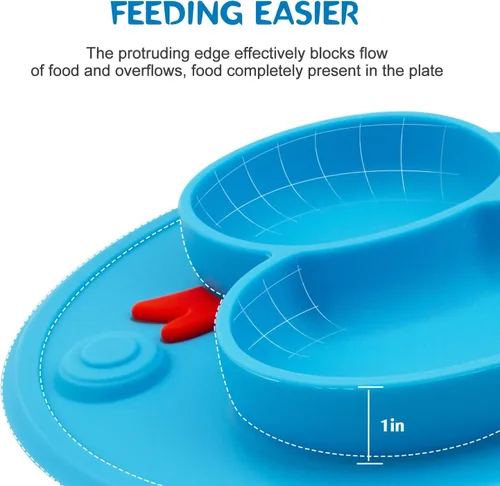 Vista 8 de Plato dividido de silicona para bebés, plato portátil antideslizante para alimentación infantil con ventosa para niños, bebés y niños, sin BPA, apto