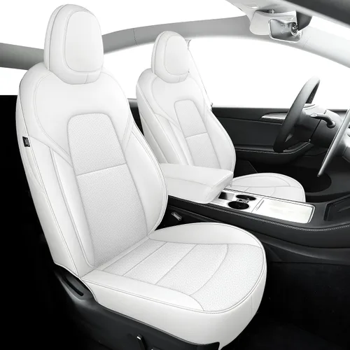 Vista 27 de Funda de asiento para Tesla Modelo Y 2020-2024, impermeable, de piel de napa totalmente envuelta (TY-rojo + negro)