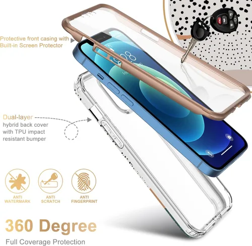 Vista 2 de Esdot Funda compatible con iPhone 12, iPhone 12 Pro con protector de pantalla integrado, con diseño de moda para mujeres y niñas, funda protectora