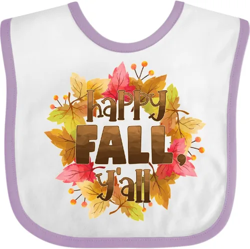 Vista 18 de inktastic Happy Fall, Y'all Fall Leaves Wreath Baby Bib