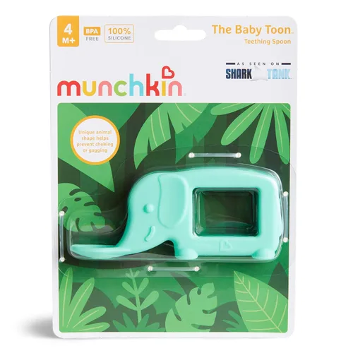 Vista 6 de Munchkin® The Baby Toon™ - Cuchara de silicona para morder, elefante, menta (como se ve en Shark Tank) (paquete de 2)
