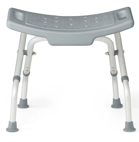 Vista 3 de Medline Silla de ducha plegable sin respaldo, silla de baño que soporta hasta 250 libras, color gris