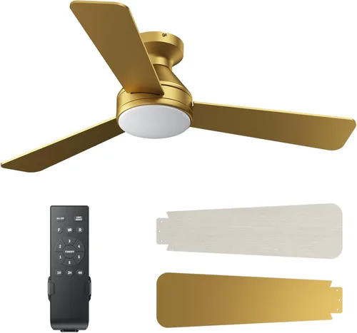 Vista 11 de Ventiladores de techo con luces, ventilador de techo de 42 pulgadas con luz y control remoto, ventiladores de techo de montaje empotrado de perfil