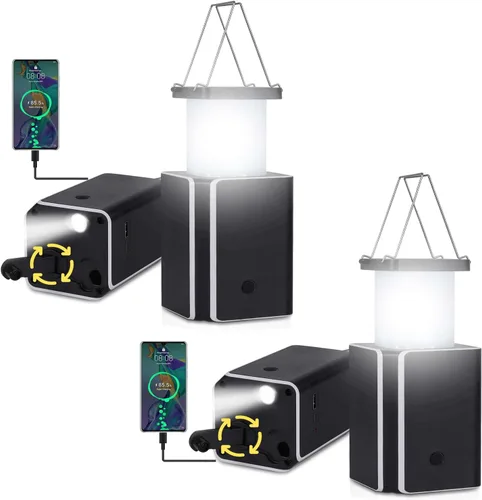 Vista 8 de Linterna solar LED recargable de emergencia, recargable solar blanca, tipo C recargable, generación de energía de manivela de luces de emergencia
