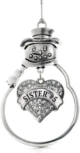 Vista 237 de Inspired Silver - Big Sis - Adorno de Navidad plateado - Adorno de árbol de Navidad con dije de corazón con circonita cúbica - Decoración colgante