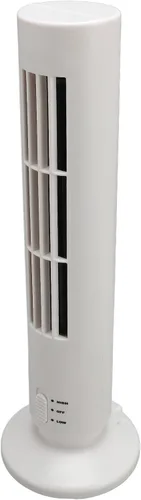 Vista 2 de Acouto Ventilador de torre sin aspas con USB, funcionamiento silencioso Blanco