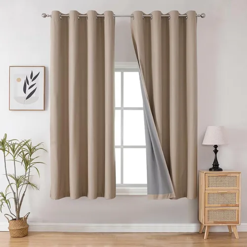 Vista 108 de Joydeco - Juego de 2 paneles de cortinas opacas de 63 pulgadas, 2 cortinas largas con aislamiento térmico burg, cortinas de oscurecimiento