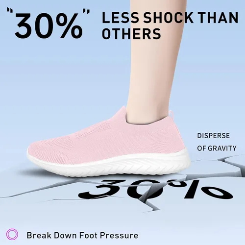 Vista 2 de JIAFO Zapatos deportivos para caminar para mujer, zapatos deportivos para mujer, zapatos de correr antideslizantes para mujer, sin cordones