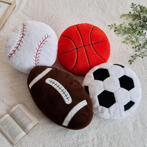 Vista 3 de Almohada de fútbol, almohada suave y esponjosa con forma de fútbol, almohada de fútbol de felpa de 15.7 pulgadas, almohada de fútbol de la Copa
