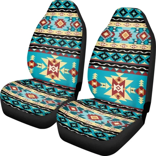 Vista 45 de ELEQIN 250 fundas de asiento delantero de automóvil con bandera patriótica estadounidense, paquete de 2 protectores de asiento de poliéster suaves