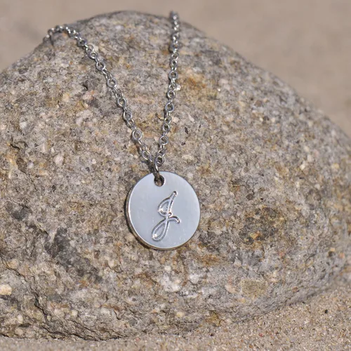 Vista 6 de AOLO Personalized Birthstone Initial A Necklace Engraved Disc Danity Pendant Necklaces Silver