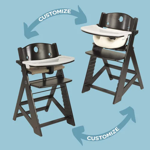 Vista 7 de Keekaroo Silla alta Height Right™ con inserto y bandeja para bebés, espresso/aguamarina (0051424KR-0001)