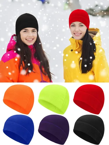 Vista 2 de 6 piezas de invierno gorro de reloj de lana polar cálido cráneo gorro grueso a prueba de viento gorro unisex para ejercicio al aire libre