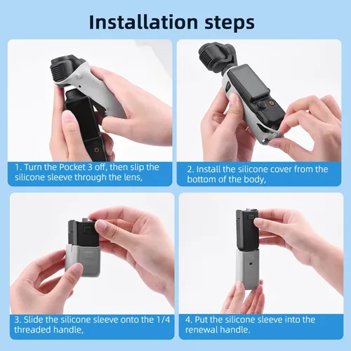 Vista 7 de BRDRC Funda de silicona Pocket 3, funda protectora con protector de lentes, funda antiarañazos compatible con DJI OSMO Pocket 3 Combo para creadores