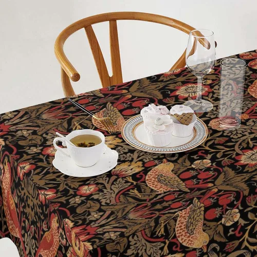 Vista 369 de Mantel Floral Retro de Pájaros, Diseño Original Bohemio William Morris Estampado Cubierta de Mesa para Hogar Picnic Fiesta Comedor Cocina William