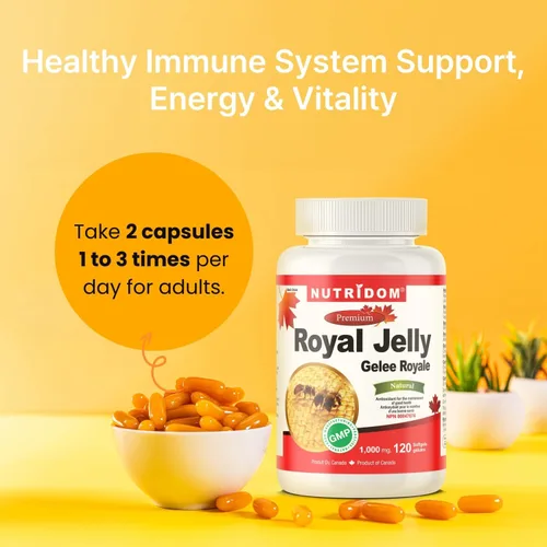 Vista 3 de Nutridom Royal Jelly 1000mg Softgels-120 cápsulas blandas Opción de paquete (una botella)