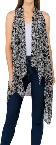 Vista 12 de Scarfand's - Chaleco de cárdigan largo para mujer, ligero, sin mangas, con parte delantera abierta