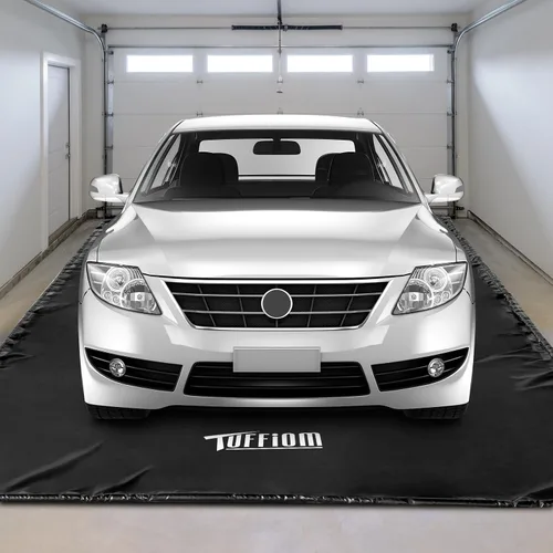 Vista 9 de TUFFIOM Alfombrilla de contención con escobilla de escobilla de escobilla de goma de 7 pies 9 pulgadas x 16 pies, alfombrillas de garaje para debajo