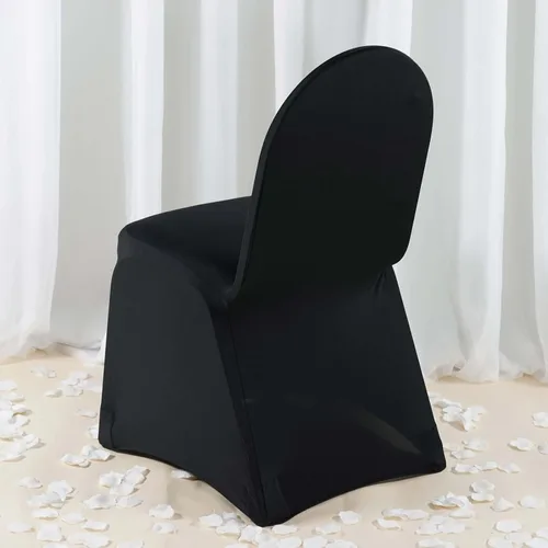 Vista 2 de Efavormart - Funda para silla de banquete de elastano negro con bolsillos para pies
