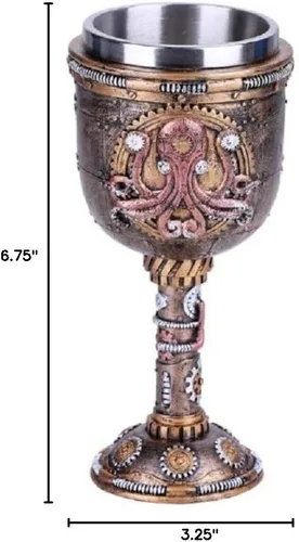 Vista 2 de Pacific Trading Steampunk Kraken Copa de vino cáliz cáliz pulpo engranado nuevo