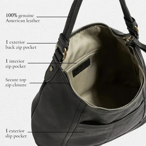 Vista 7 de American Leather Co. - Bolso Hudson Hobo - Hermoso diseño y muy a la moda