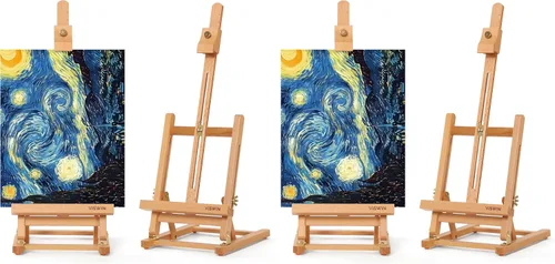 Vista 8 de VISWIN Caballete de mesa con marco en H de 25 pulgadas para pintar, caballete de mesa de madera de haya ajustable, caballete de arte portátil