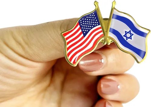Vista 4 de Paquete de 61250100 pines de bandera de la amistad de Estados Unidos e Israel a granel -1.5 pulgadas Patriotic USA Support Israeli Pin Badge